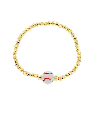Gold Baseball Beaded Bracelet