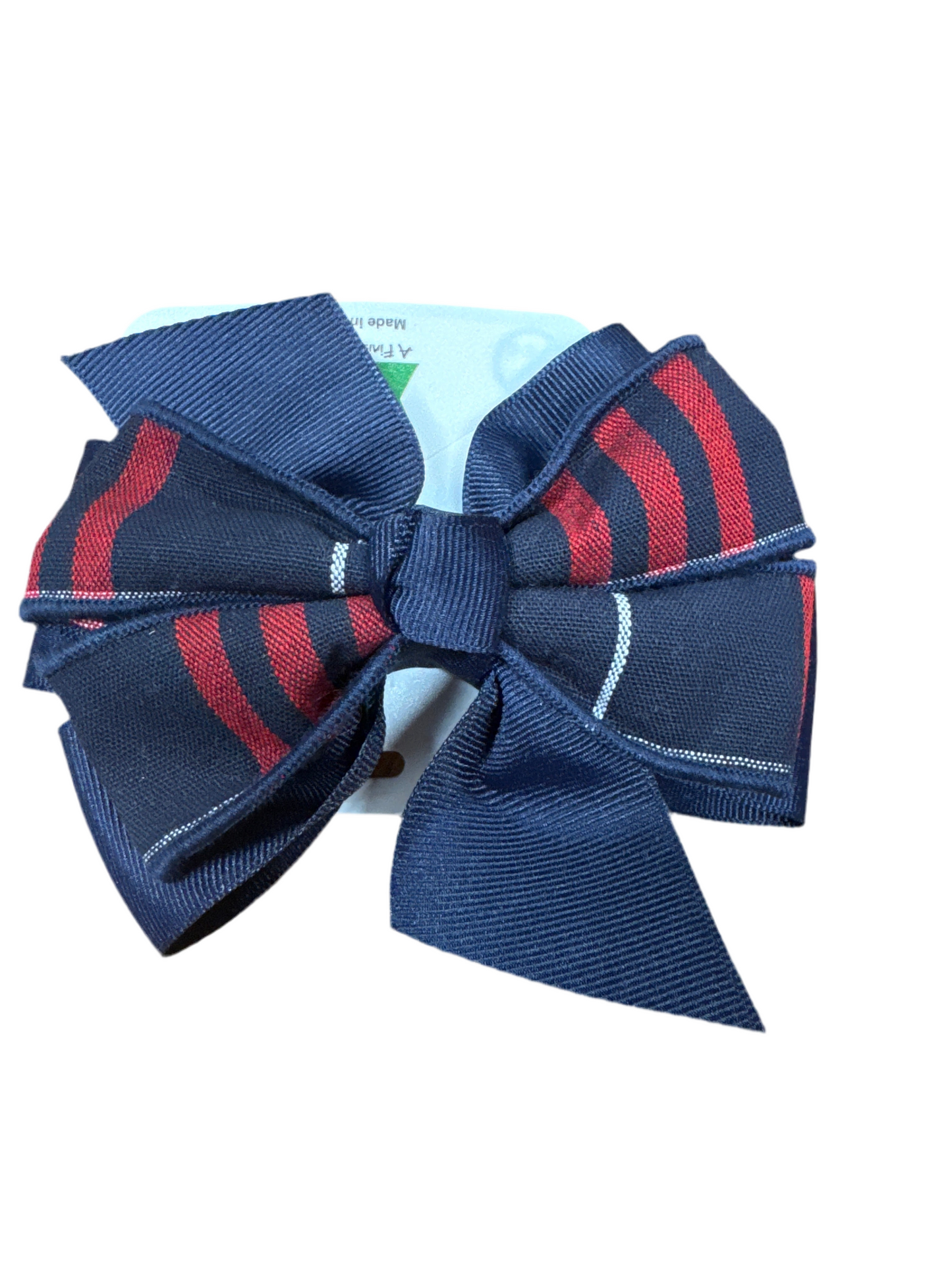 Small Bow Navy/Plaid 8 Loops