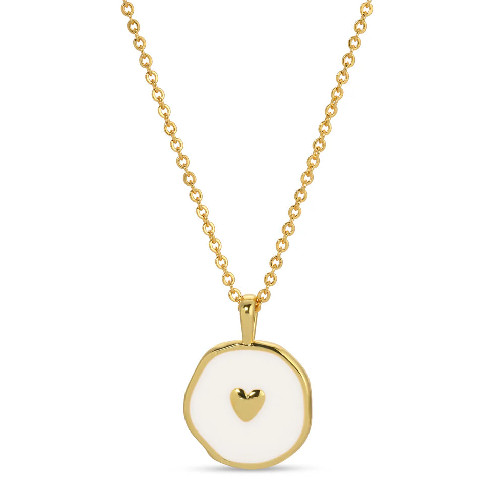 White Enamel Pendant Necklace