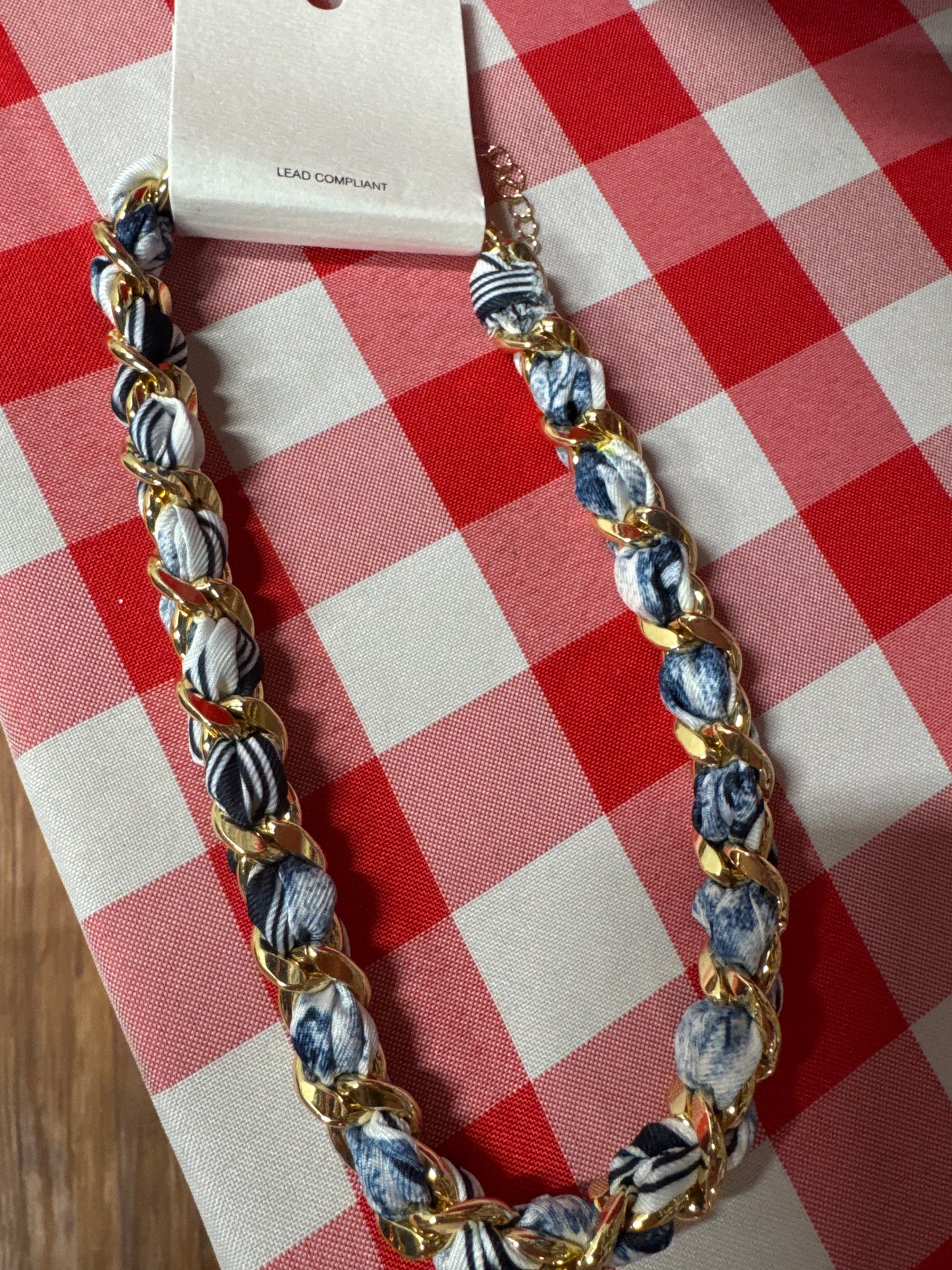 fabric/gold necklace