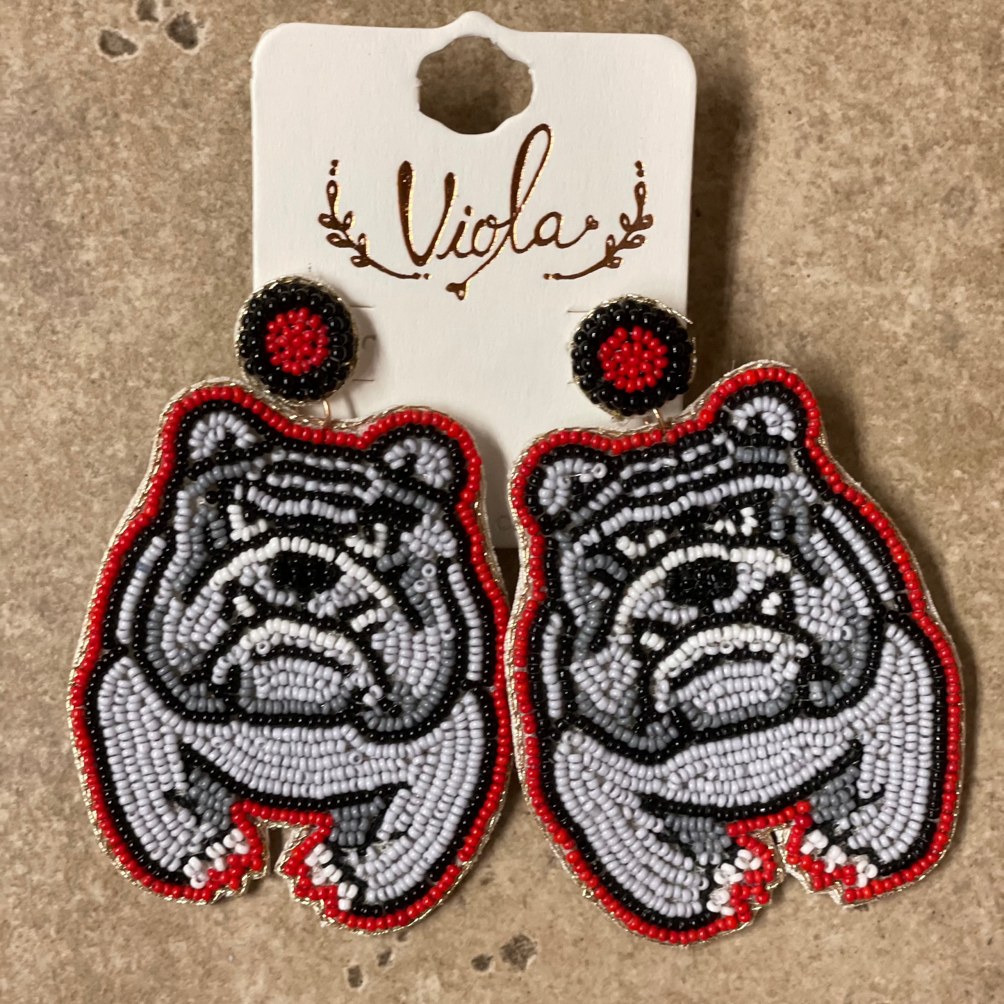 Beaded Bulldog Game Day Earrings
