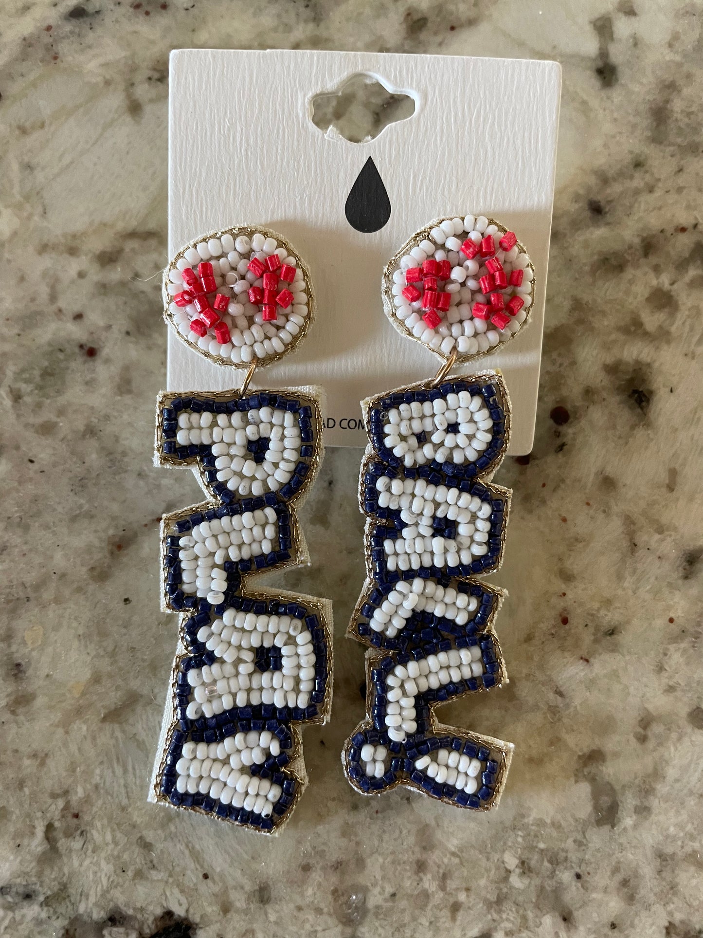Beaded Play Ball Baseball Earrings