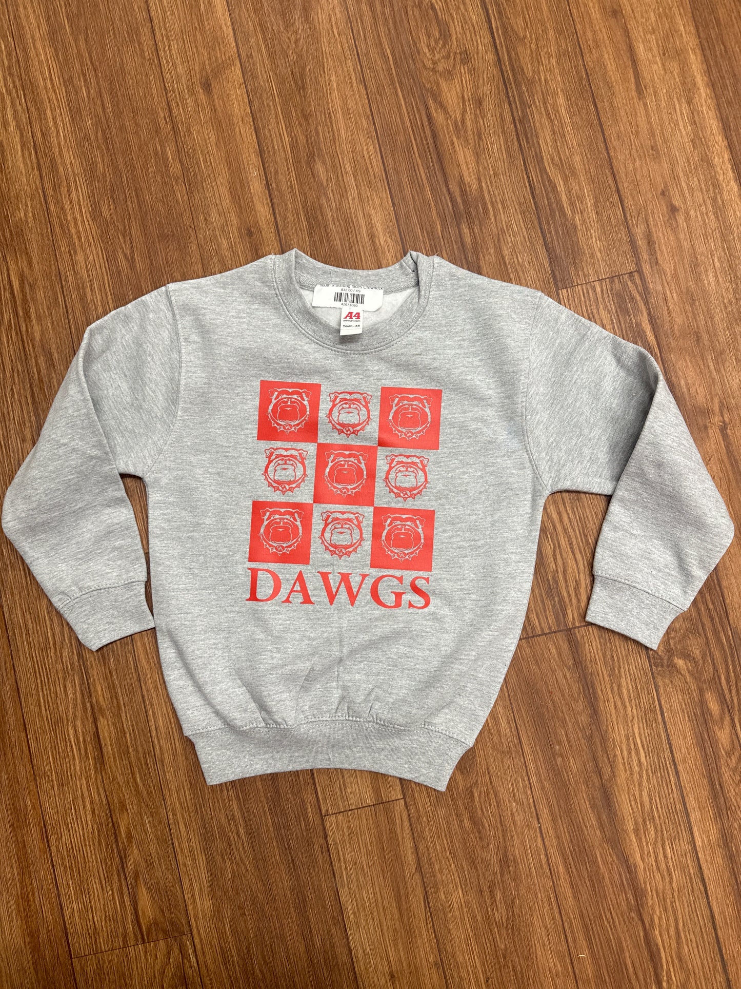 Youth 9 Bulldog faces Crewneck