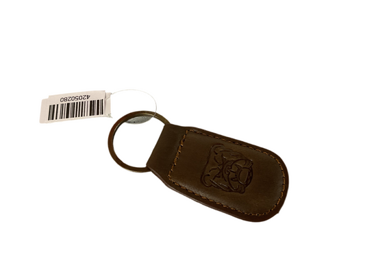 Bulldog Leather Embossed Keychain