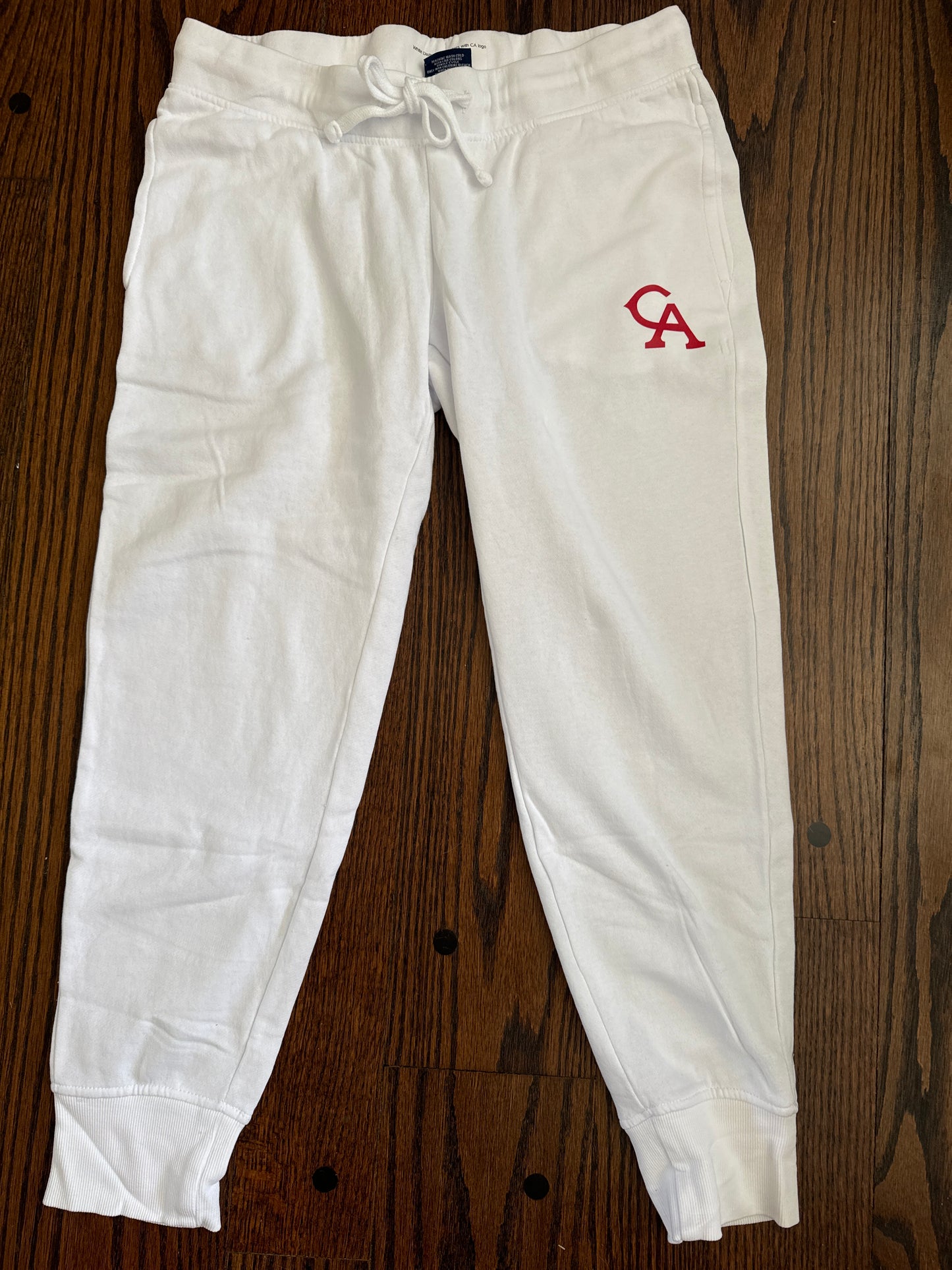 White Distressed Joggers with CA logo