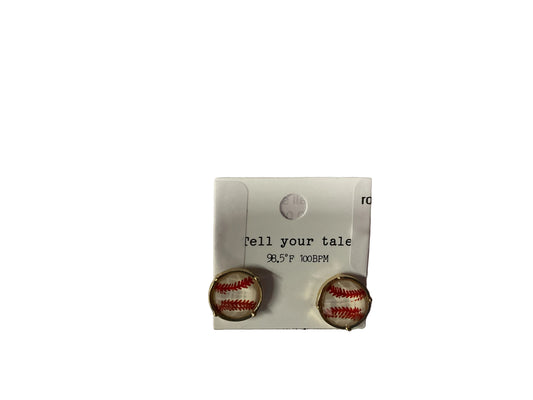 round baseball stud earring