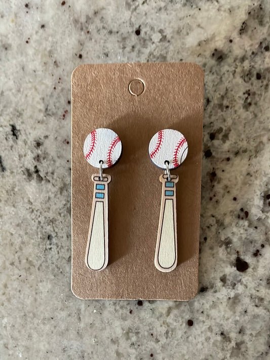 Baseball & Bat Earrings