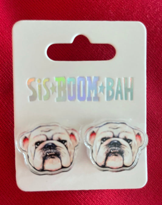 Acrylic Bulldog Stud Earrings