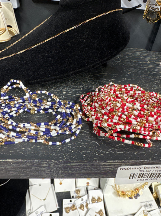 Jewelry | red/navy beaded | bracelet