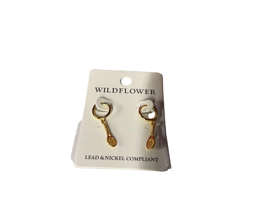 Gold dangle tennis earring