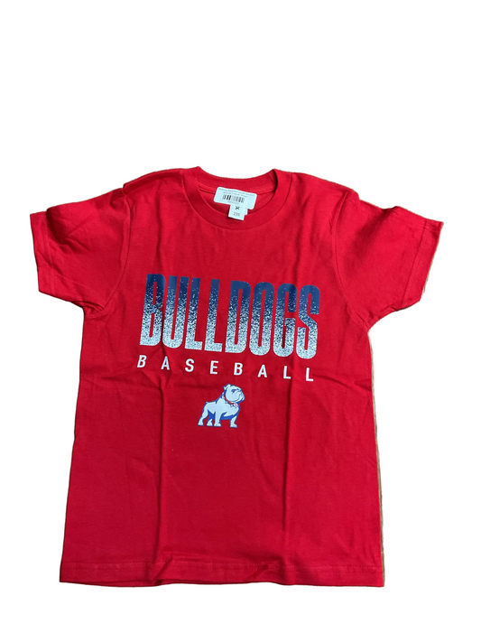 Bulldog Baseball youth red tee