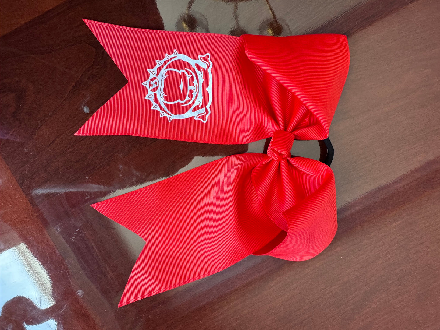 Red Tail Bow with Bulldog head logo