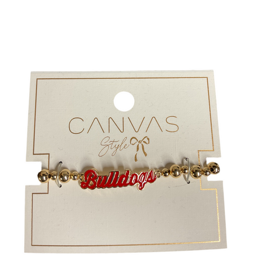 Gold Beaded Bracelet with Bulldogs