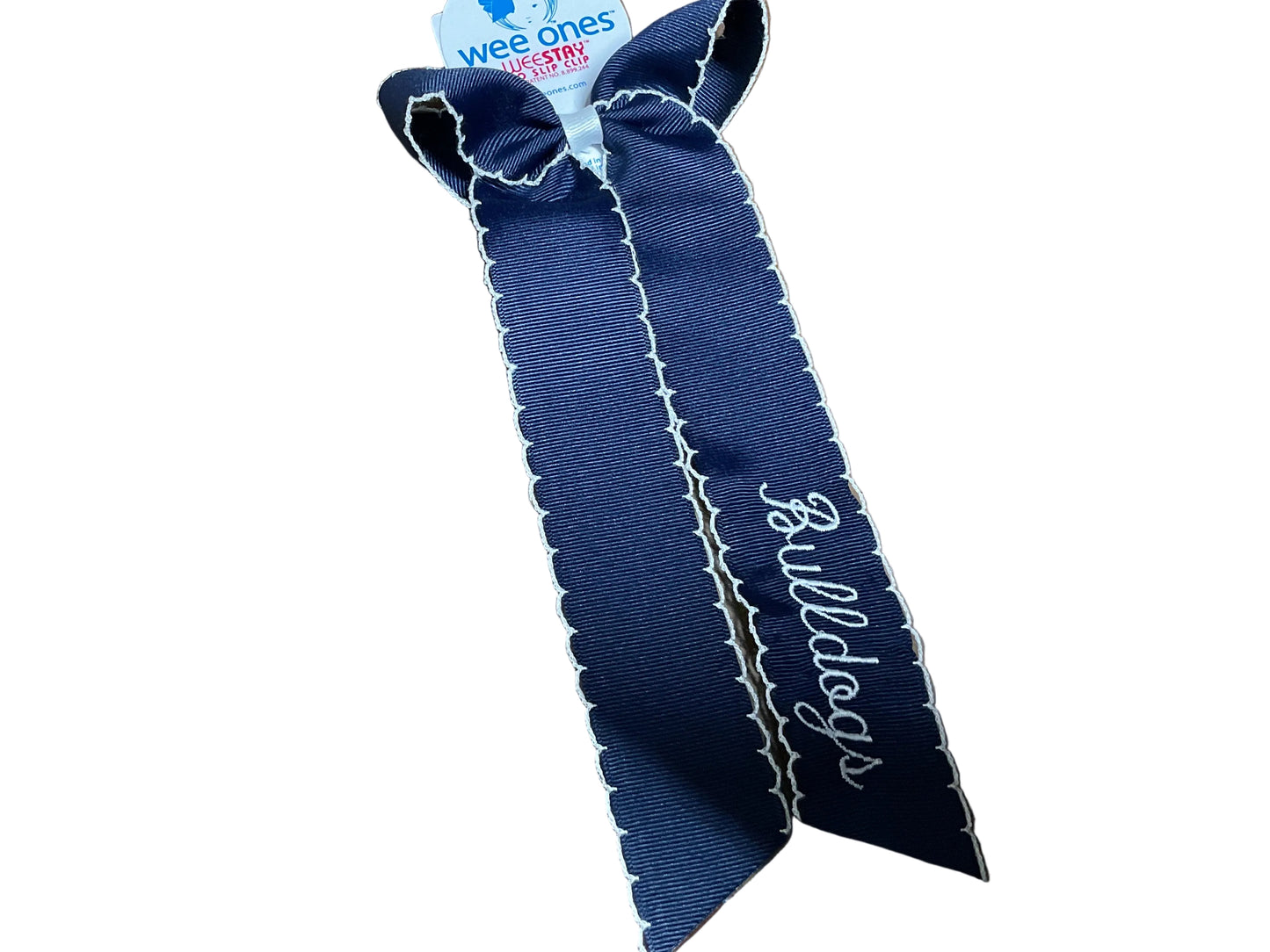 Navy Long Tail Bow- Bulldogs