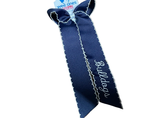 Navy Long Tail Bow- Bulldogs