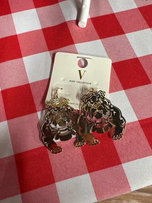 Jewelry | Standing Bulldog |earrings-gold VER5902