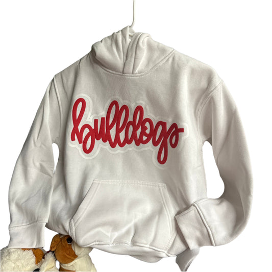 Youth Puff Bulldogs White Hoodie