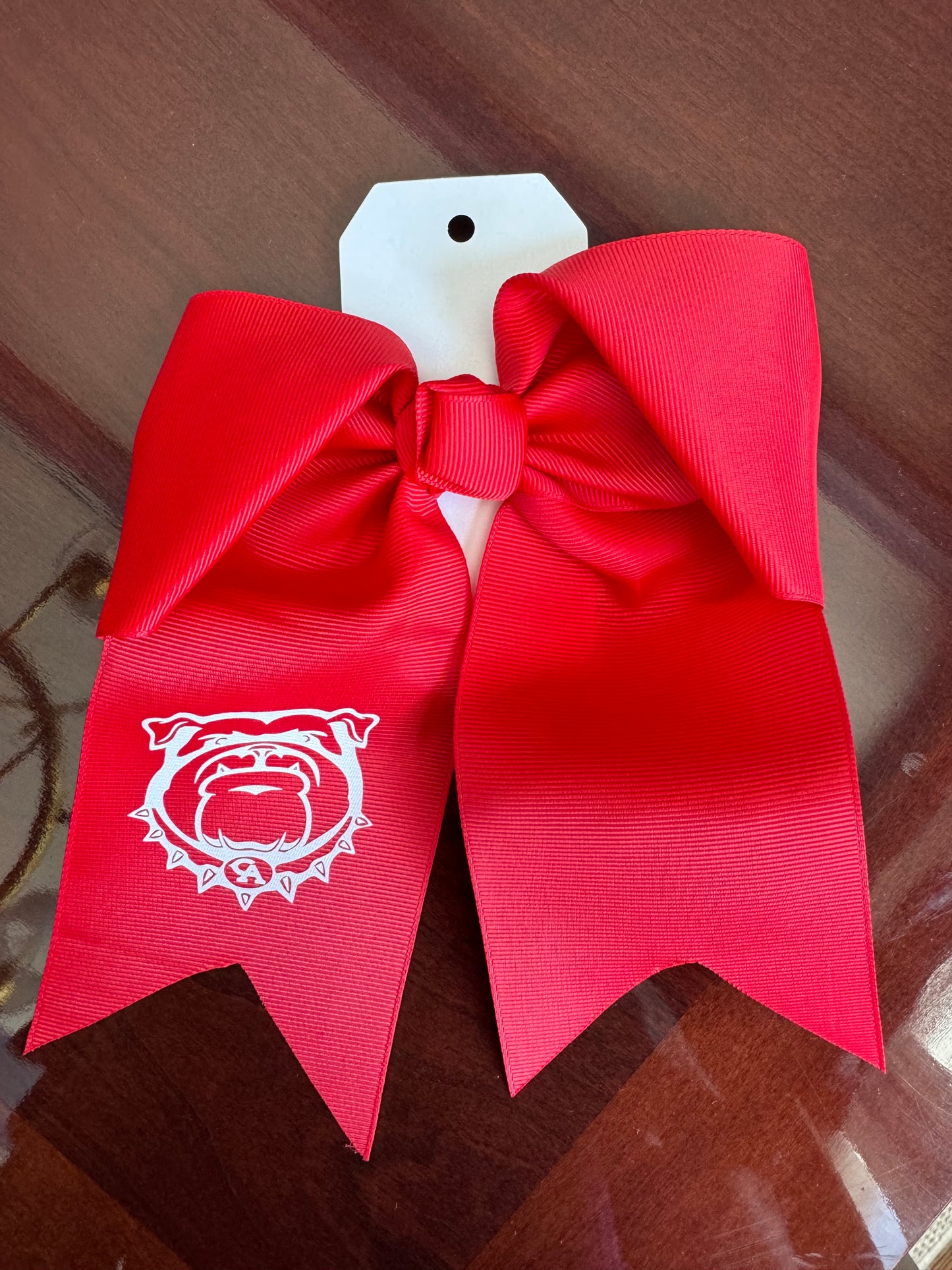 Red Tail Bow with Bulldog head logo