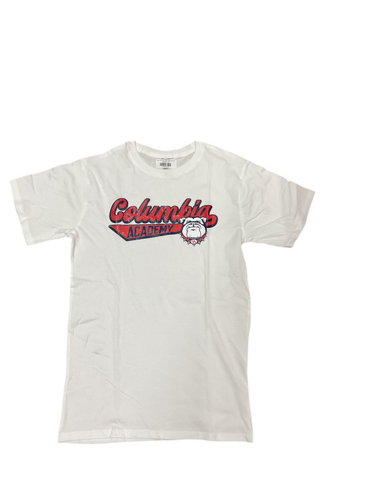 Adult White Tee with Bulldog Design
