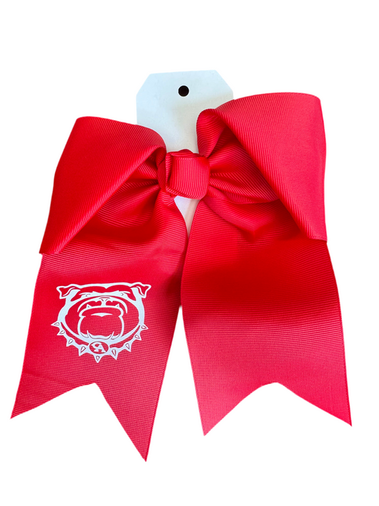 Red Tail Bow with Bulldog head logo