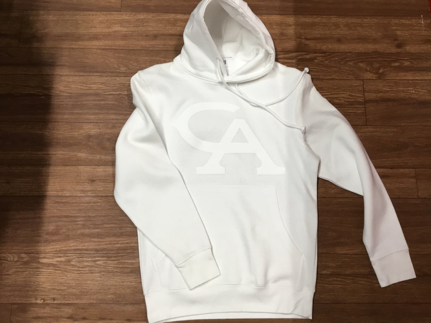 Adult White Hoodie with CA Puff design