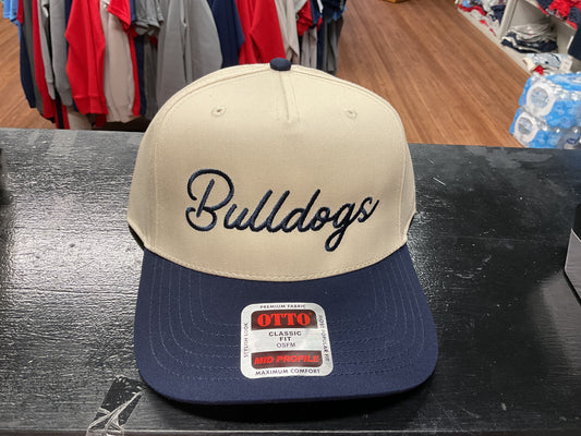 Hat | Cream/Navy | Bulldogs Script