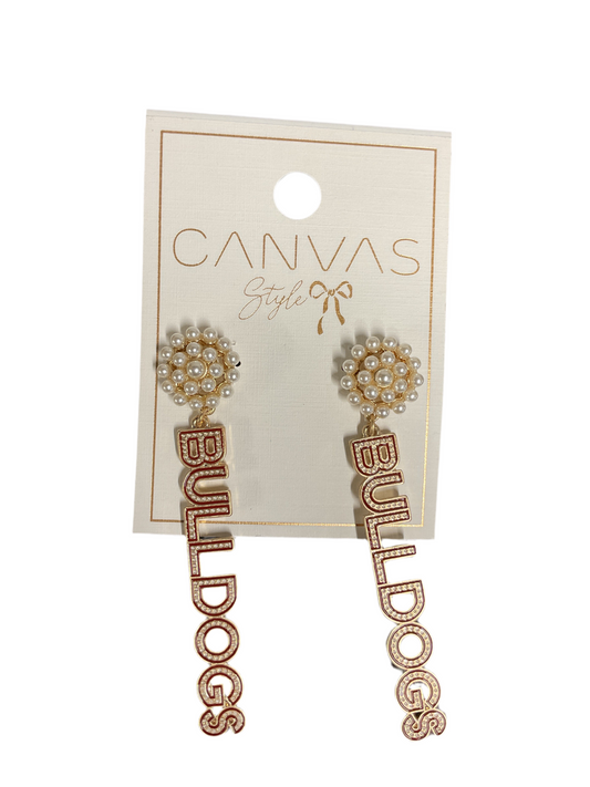 Pearls and Bulldogs Earrings