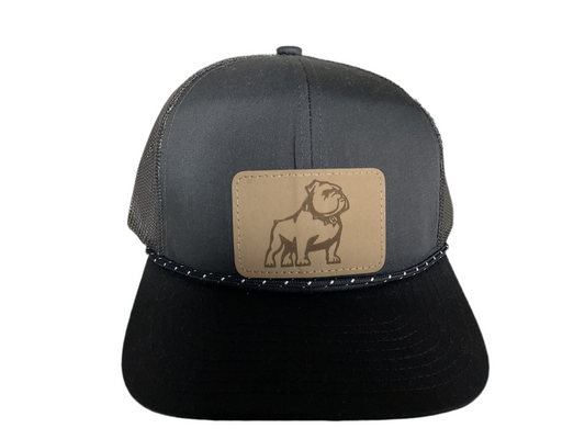 Navy Rope Hat with Leather Patch