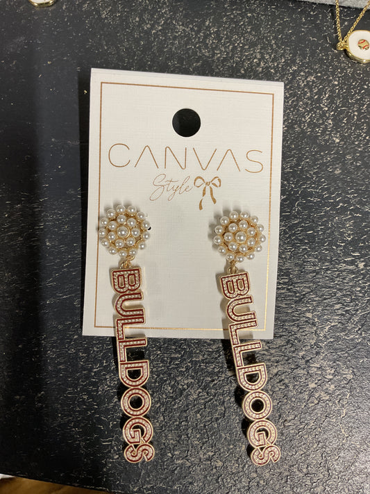 Pearls and Bulldogs Earrings