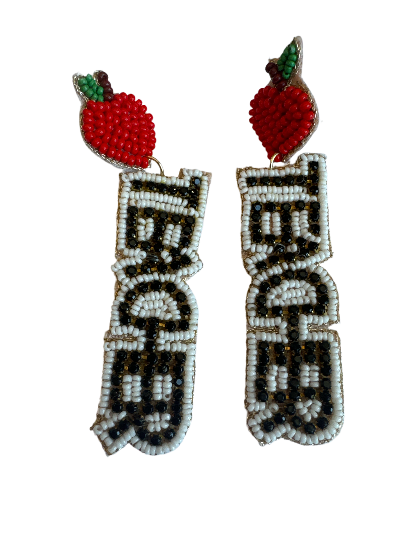 Teacher & Apple Beaded Earring