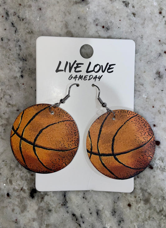 Faux Leather Basketball Earrings