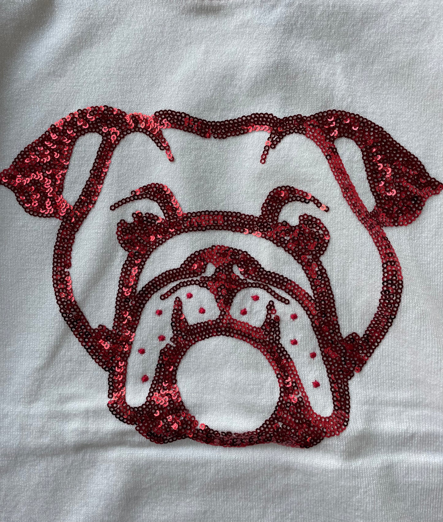 Bulldog Sequin Knit Short Sleeve Sweater