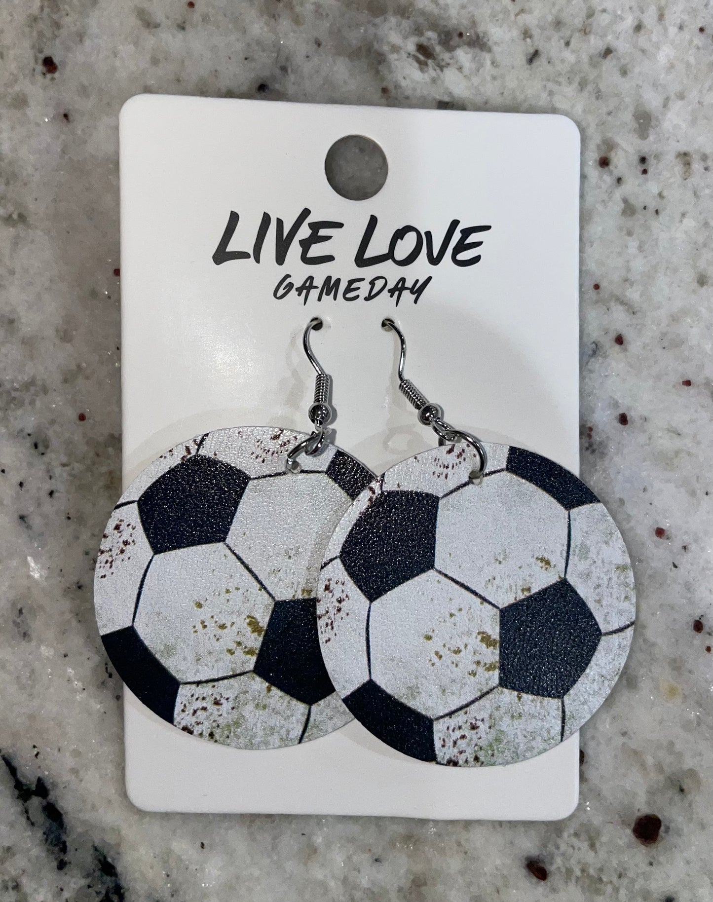 Faux Leather Soccer Earrings