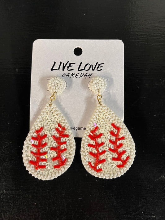 Baseball Bead Drop Earrings