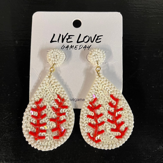 Baseball Bead Drop Earrings