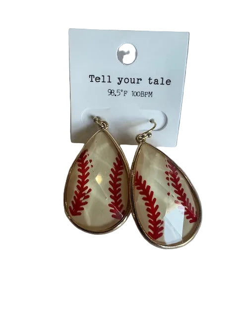 Baseball Tear Drop Earrings