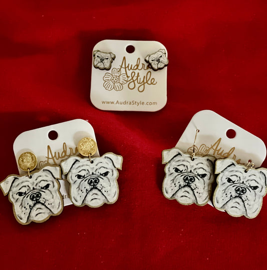 Audra Style Handpainted Bulldog Earrings