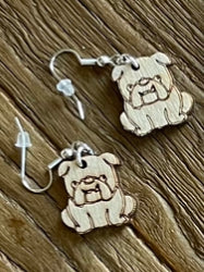 Bulldog and Paw Print Dangle Earrings