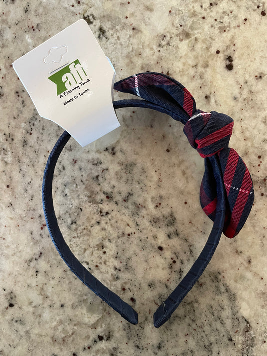 Uniform Plaid Fabric Knotted Bow Headband
