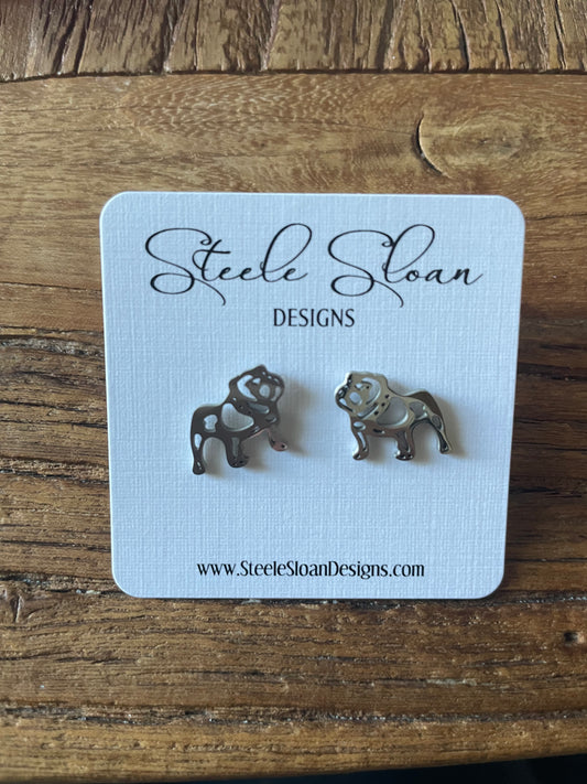 Stainless Steel Bulldog Earrings