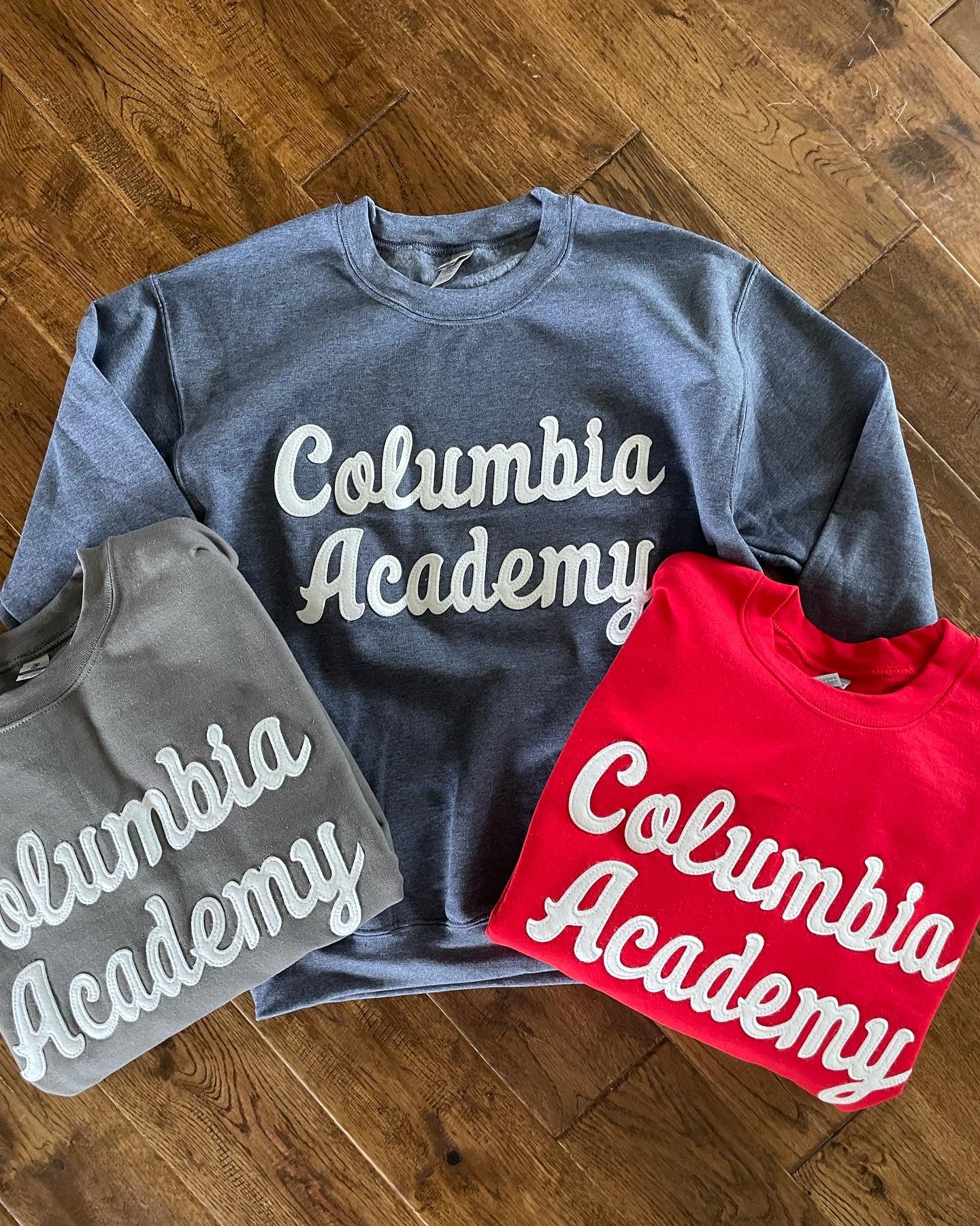 Columbia Academy Script Stitched Letter Crew
